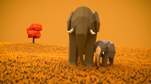 Low Poly Elephant preview image
